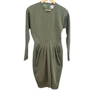 Outlines by Debora Kuchmé Vintage Long Sleeve Green Wool Dress